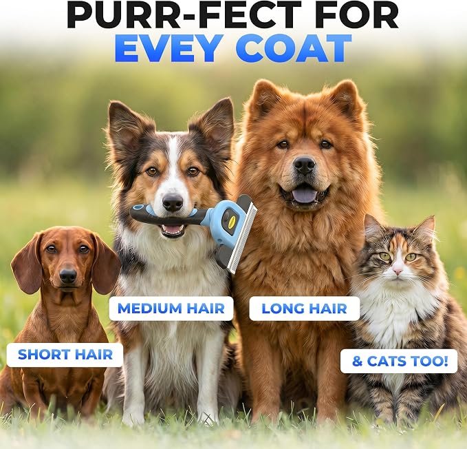 DakPets Dog Brush for Shedding – Stainless Steel Deshedding Dog Brush, Dog Grooming Brush & Deshadding Tool for Dogs & Cats, Remove Undercoat Hair for Short & Long Haired Dogs & Cats