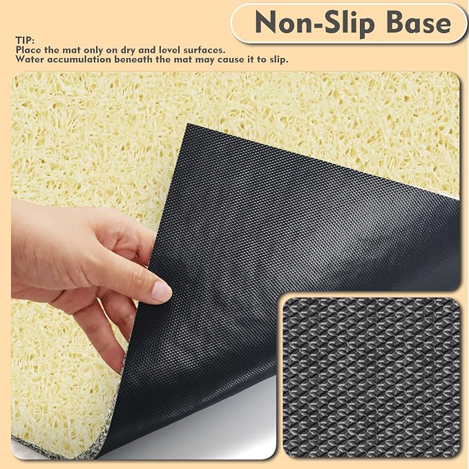 Extra Large Cat Litter Mat 30"x24",Heavy-Duty Litter Rug Catcher with Deep Textured Surface,Non-Slip Kitty Litter Mat Waterproof & Easy Clean, Ideal for Multiple Cats, Beige