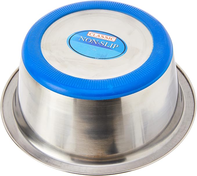 Classic Pet Products Non-Slip Stainless Steel Dish (900 ml - 170 mm, 6.5 inch Diameter Dog Bowl)
