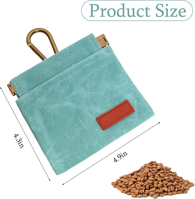 Dog Treat Pouch Blue Green Pocket Sized Pet Training Pouch Training Pouch with Carabiner Buckle Auto Closing Dog Walking Bag Pet Feed Snack Reward for Pet Puppy Travel Outdoor Use