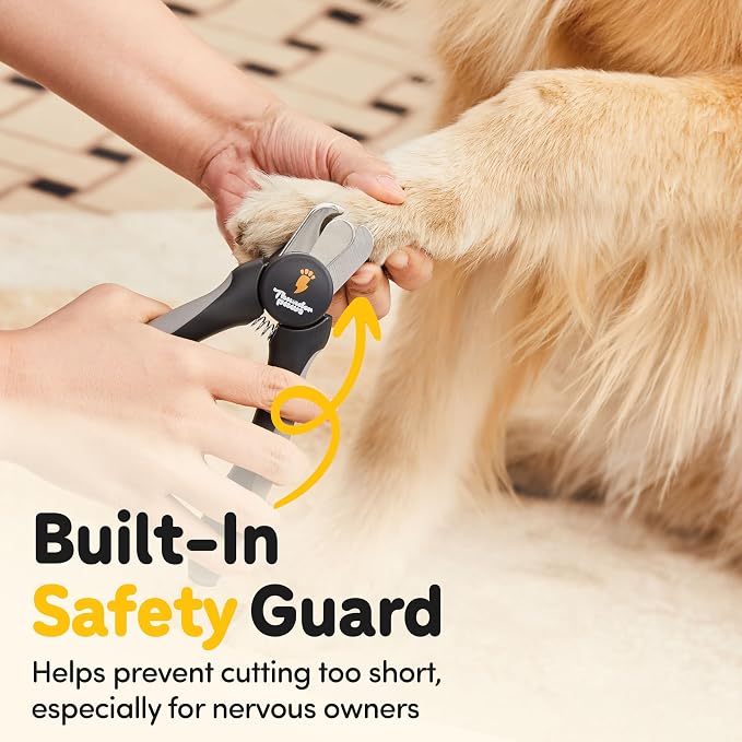 LED Dog Nail Clippers with Light Illumination, Trimmers with Protective Guard, Safety Lock and Nail File - Suitable for Large and Small Dogs & Cats (Grey)