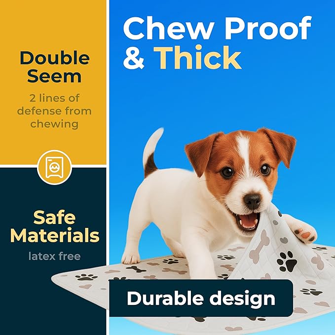 Washable Pee Pads for Dogs - Waterproof Reusable Puppy Pads with Anti-Slip Backing, Pet Training Pad for Puppy Playpen, Crate, Whelping Box, Potty Training (Pack of 6 - 30x34)