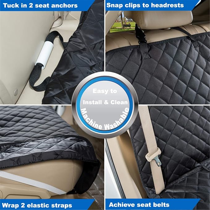 VIEWPETS Bench Car Seat Cover Protector - Waterproof, Heavy-Duty and Nonslip Pet Car Seat Cover for Dogs with Universal Size Fits for Vehicles, Trucks & SUVs(Black)