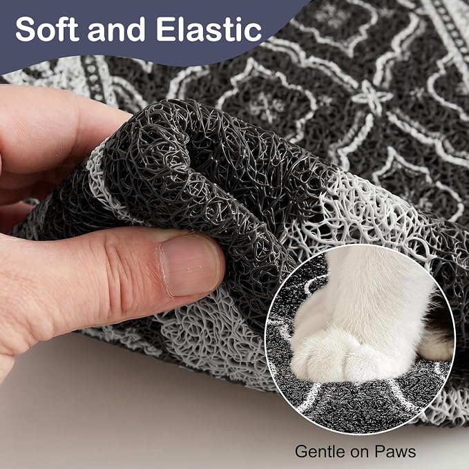 Glittme Cat Litter Mat, 24"x15" Non-Slip Washable Trapping Mat for Cats | Litter Trapping Mat With Thick PVC Coil To Catch Scatter, Soft On Paws And Waterproof Bottom To Protect Floors