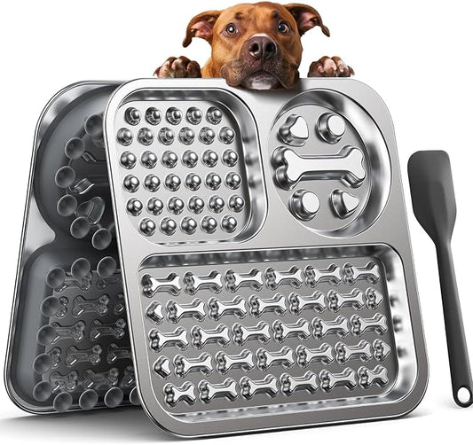Stainless Steel Lick Mat for Dogs and Cats - FEELNEEDY Large Licking Pad with Suction Cups, Chew-Proof, Non-Slip Pet Licky Mat for Boredom Reducer and Anxiety Relief, Easy to Clean (1Pack)