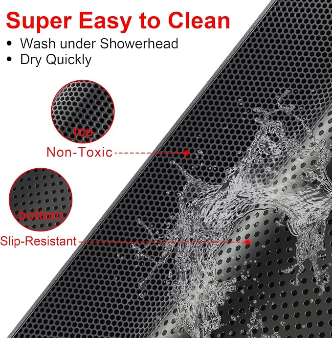 Waretary Cat Litter Mat, 36"x30", Waterproof, Scatter Control, Black | Double Layer, Urine-Proof, Non-Slip, Durable, Easy to Clean, Paw-Friendly, Safe & Odorless, Fits Large Litter Boxes