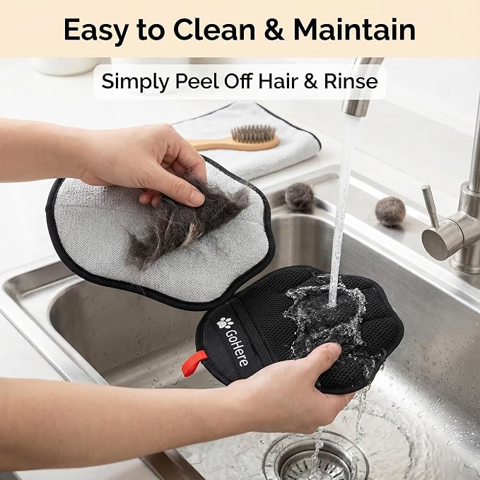 GoHere Pet Hair Removal Glove, Magic Brush Electrostatic Mitt for Cats & Dogs, Reusable Grooming Gloves, Pet Hair Remover Tool for Couch, Carpet, Clothes, Car Seat, Laundry