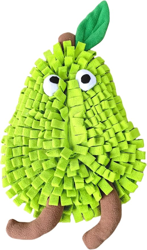 Dog Snuffle Mat Fleece Foraging Fruit Design Mats Small Animals Interactive Feeding Toy Anti Slip Slow Feeder Pet Treat Dispenser for Dogs Rabbits Guinea Pigs (Pear)