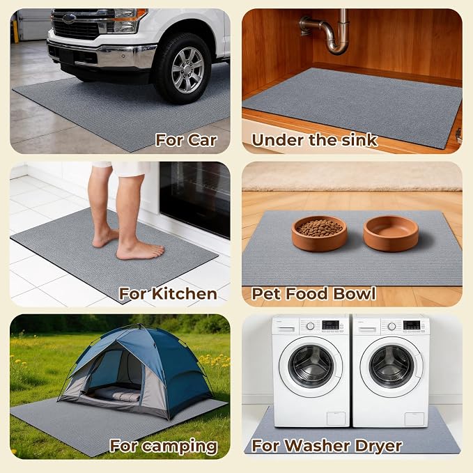 Dog Crate Mat, 24 in X 36 in Dog Playpen Mat Kennel Mat | Waterproof Non-Slip Reusable Washable Floor Protector Extra Large cages Puppy Pee Pad for Under Dogs Crate Light Grey