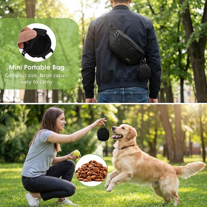 2Pcs Dog Treat Pouch for Pet Training Treat Pouch for Leash Dog | Small Treats Bag with Carabiner Walking Bag Snack Pocket as Reward Dog Snack Bag for Travel or Outdoor Use