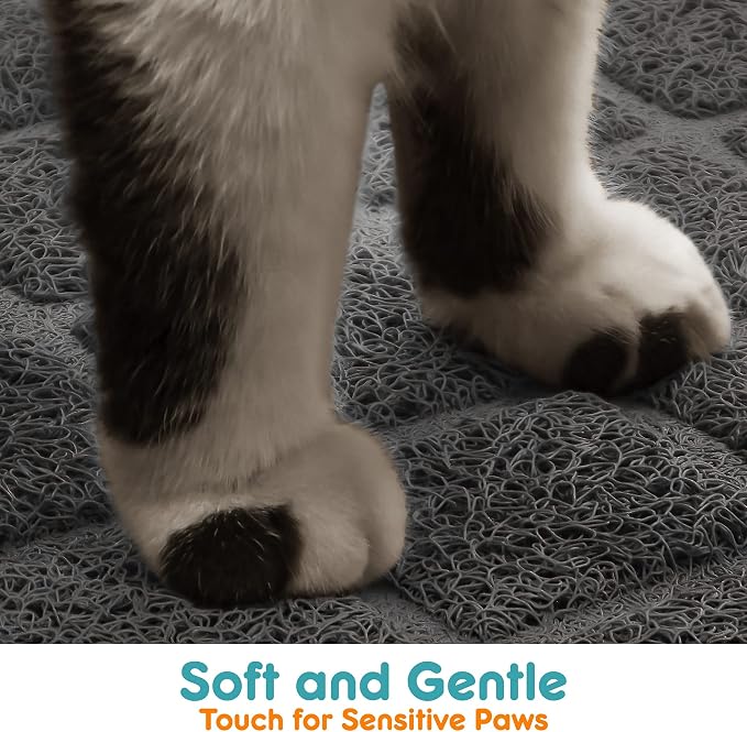 Conlun PVC Cat Litter Mat 24x15 Inch Grey, Non-slip, Less Waste Cat Litter Box Mat, Soft on Kitty’s Paws, Urine Waterproof