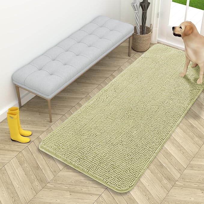 OLANLY Dog Door Mat for Muddy Paws 54x24, Super Absorbent Chenille Mud Mat | Vanilla, Absorbs Moisture and Dirt, Non-Slip Machine Washable Doormat, Quick-Drying Indoor Entryway Floor Carpet for Dogs