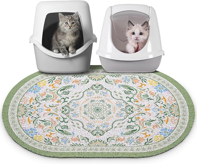 Bienbee Cat Litter Mat, 33" x 22" Dense Trapping Mesh for Litter Boxes | Litter Box Mat with PVC Mesh, Waterproof &Urineproof, Non-Slip Grip, Soft On Kitty Paws and Easy to Clean to Protect Floor