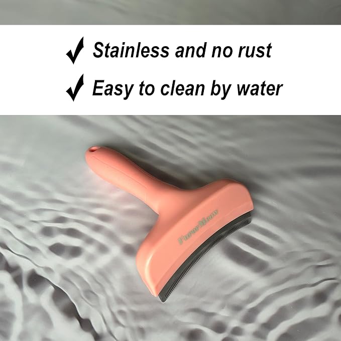 Pet Deshedding Tool with Curve Blade, Cat Grooming Brush, Tight V-shaped Teeth Shedding Comb for Cat and Dog (Pink, Large)
