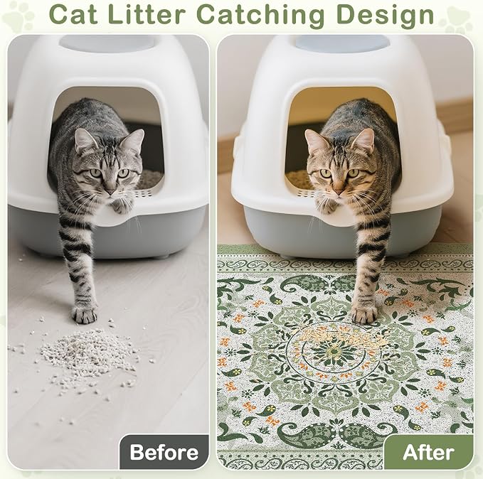 Unicorn Catcher 33"x22" Cat Litter Mat Non-Slip Washable Litter Box Mat | High-Density PVC Litter Catcher Mat Efficiently Traps Scattered Litter From Paws To Keep Floors Clean