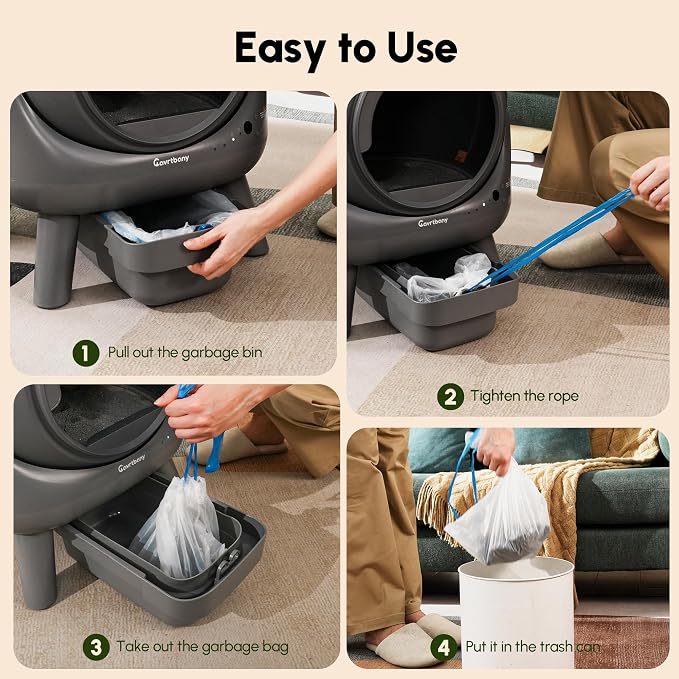 120 Count 21.65" x 11" Cat Litter Box Liners for Self Cleaning Litter Box, Extra Thick Heavy Duty Cat Litter Bags Replacement, 6-8 Gallons of Capacity