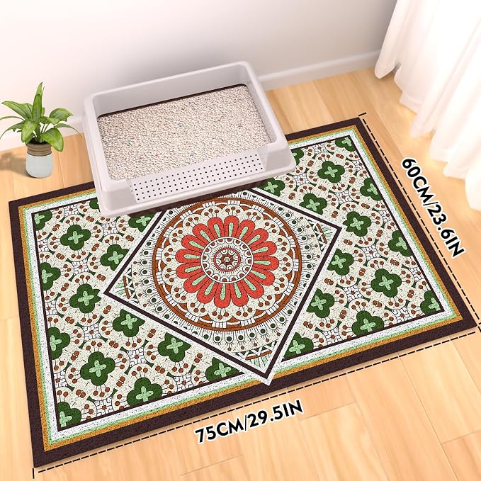 Extra Large Cat Litter Mat 30"x24",Heavy-Duty Litter Rug Catcher with Deep Textured Surface,Non-Slip Kitty Litter Mat Waterproof & Easy Clean, Ideal for Multiple Cats