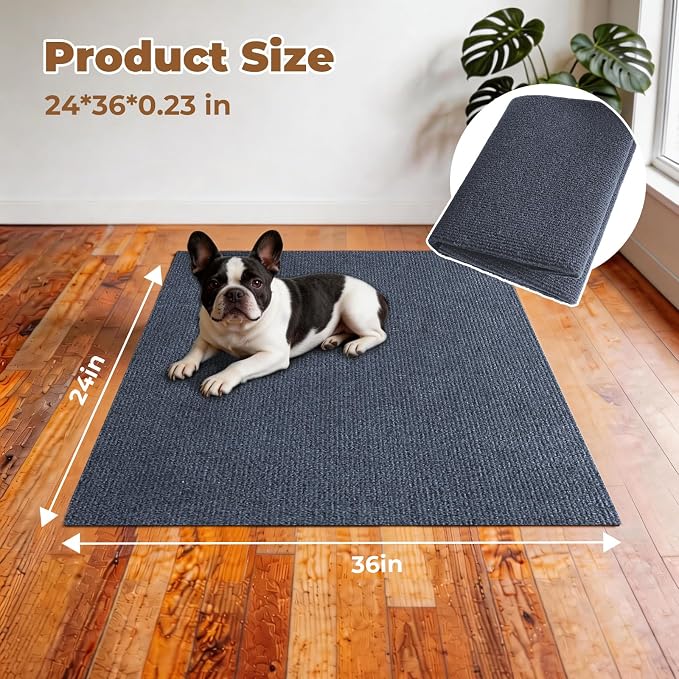 Dog Crate Mat, 24 in X 36 in Dog Playpen Mat Kennel Mat | Waterproof Non-Slip Reusable Washable Floor Protector Extra Large cages Puppy Pee Pad for Under Dogs Crate Ash Gray