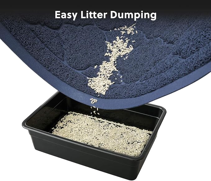 Cat Litter Box Mat, Kitty Premium PVC Pad, Durable Trapping Rug, Phthalate Free, Urine-Resistant, Scatter Control, XXL 47 x 36 Inch, Blue