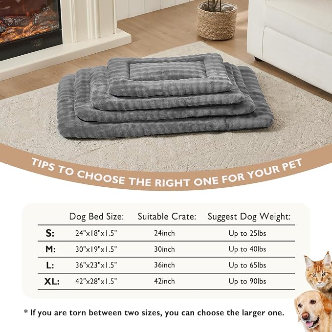 Dog Bed Mat Crate Pad for Medium Dogs, Grey, 30"x 19" | Washable Soft Pet Sleeping Mat, Anti-Slip Kennel Pad with 3D Bubble Pattern