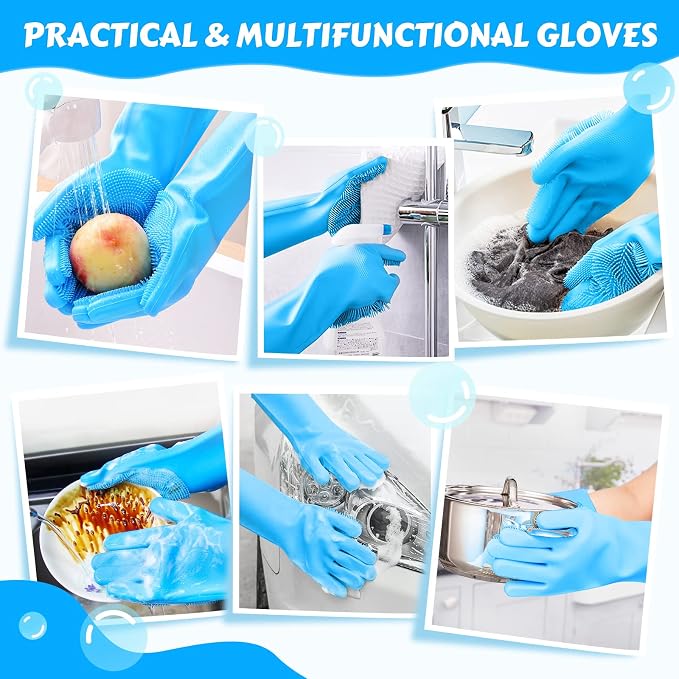 Pecute Silicone Pet Grooming Gloves for Washing Cats Dogs Bath Brush Large | 3,000 soft bristles, Gentle massage & deshedding, Dishwasher safe, For large/thick coats, Home/car cleaning