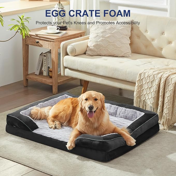 FURTIME Orthopedic Extra Large Dog Bed, Waterproof Dog Beds, 48x35x6.5 Supportive Foam Pet Couch Bed with Removable Washable Cover and Nonskid Bottom