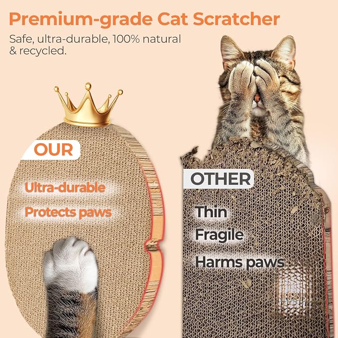 3 Pcs 16 Inch Cat Scratching Board with Box, 2 in 1 Cardboard Cat Scratchers Bed for Indoor Cats, Round Scratch Bowl with Thicker Double-Sided Pad for Cats' Scratch Need