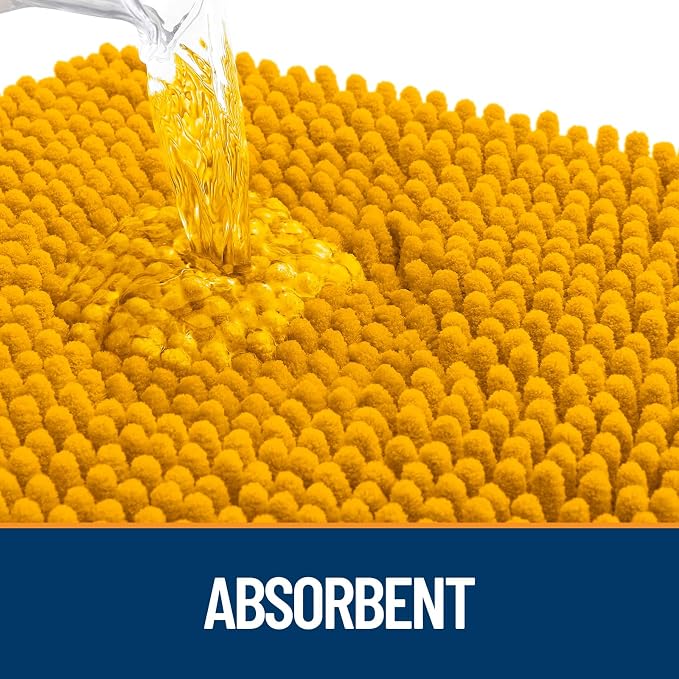 OLANLY Dog Door Mat for Muddy Paws 34x21, Super Absorbent Chenille Mud Mat | Golden Yellow, Absorbs Moisture and Dirt, Non-Slip Machine Washable Doormat, Quick-Dry Indoor Entryway Floor Carpet for Dogs