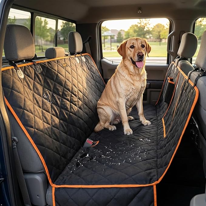 Dog Seat Covers for Trucks 100% Waterproof Car Hammock for Truck Back Seat Durable X-Large Seat Cover Against Dirt and Dog Fur Machine Washable Pet Seat Cover for Trucks and Large SUVs