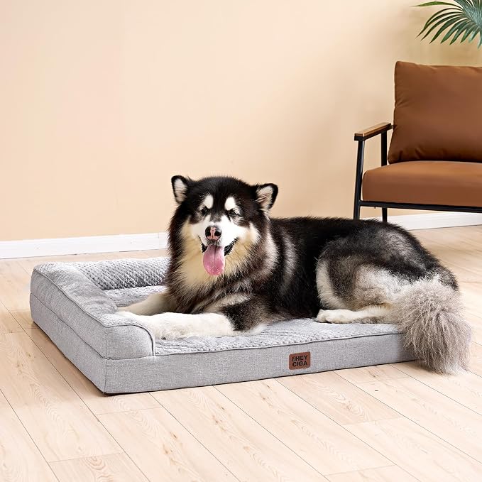 EHEYCIGA Extra Large Dog Bed Othorpedic 44x32x6.5, Memory Foam XL Dog Bed with Washable Removable Cover, Waterproof Pet Sofa Couch XLarge Size Dogs with Nonskid Bottom, Grey