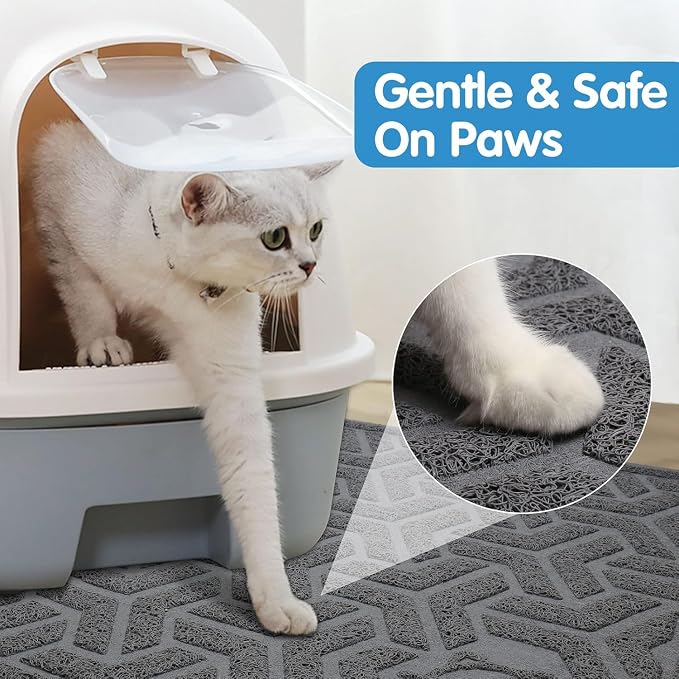 UPSKY Waterproof Cat Litter Mat Large 35" x 47" Soft on Kitty Paws, Gray | Litter Box Mat, Cat Litter Mat Litter Trapping Mat, Waterproof Scatter Control, For Indoor Cats, Easy to Clean