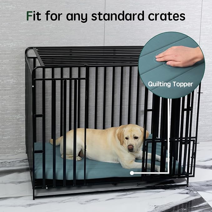 BALANCE Dog Crate Bed, Orthopedic Dog Bed Pad with Waterproof Liner, Washable Crate Foam Pet Mat for Large, Medium, Puppy Dogs Breeds, Powder Blue, 42"x28"x2"