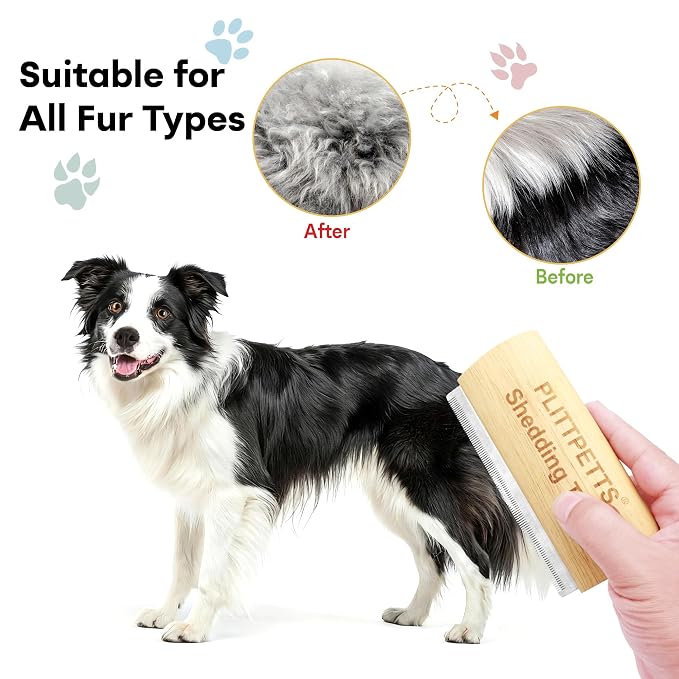 Dog Brush for Shedding, Deshedding Grooming Tool for Dogs, Cats | 5.2 Inch Ergonomic Handle, Deshedding Comb, Dog Grooming Brush Pet Hair Removal Tool Painlessly Remove for All Hair Types