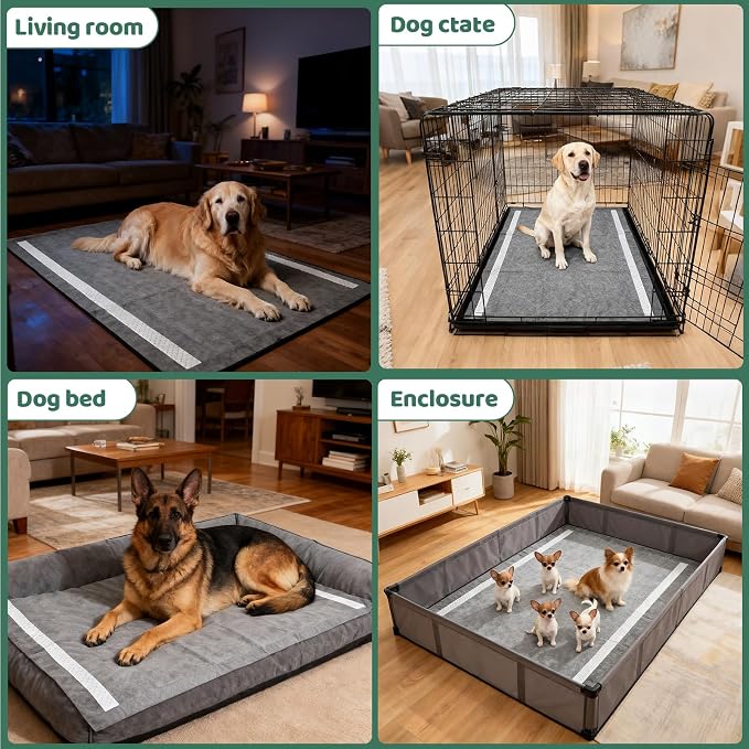 Gimars XXL 28"x44" 6-Layer Ultra Absorbent Pee Pads for Dogs, Leak-Proof Odor-Control Puppy Training Pads, Quick Dry Black Pet Pads 30 Counts Charcoal