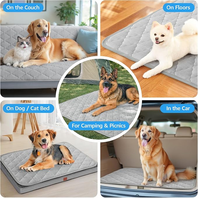 LOOBANI Dog Cooling Mat for Large Dogs 48"x28"- Cooling Pad for Dog, Cool Blanket for Dogs Machine Washable, Pet Cool Mat for Indoor, Outdoor, Couches, Crates, Car Seats for Trips (Grey, 48"x28")
