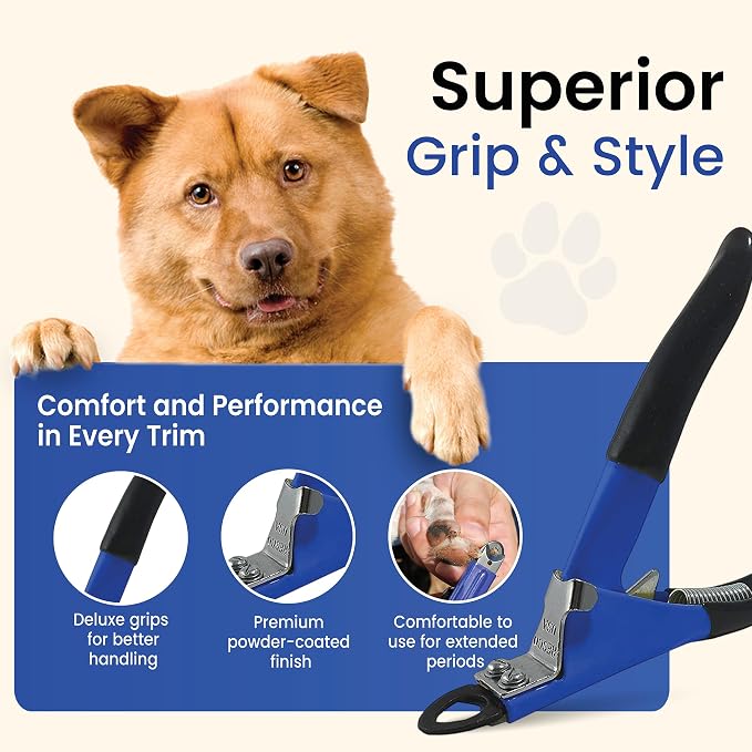 Resco Deluxe Dog Nail Clippers for Small to Medium Dogs - Professional USA-Made Guillotine Trimmer - Heavy Duty Steel, Blue