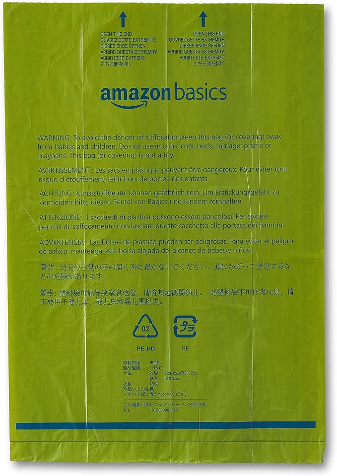 Amazon Basics Premium Leak Proof Dog Poop Bags with Dispenser and Leash Clip, Talcum Powder Scented, 13" x 9", 810 Count (54 Rolls)