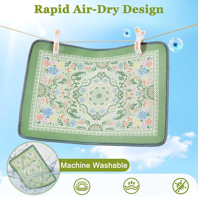 Unicorn Catcher 33"x22" Cat Litter Mat Machine Washable Litter Trapping Pad | Kitty Paw Friendly Padding With Breathable 3D Air Mesh Technology And A Non-Slip Base To Keep Home Floors Debris-Free