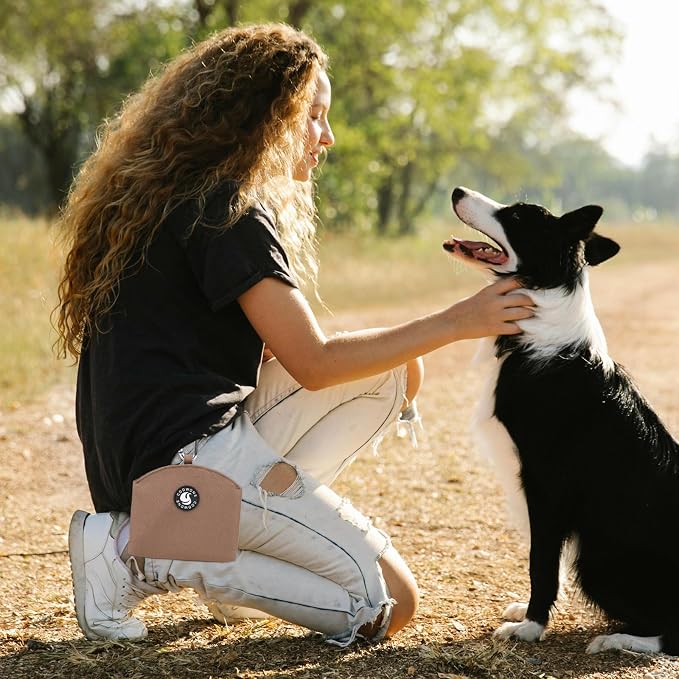 Dog Treat Pouch Magnetic Closure Small Dog Training Treat Pouch Pocket Sized Small Dog Treat Pouch with Clip (Coffee)
