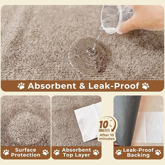 Dog Crate Mat, 24 in X 36 in Dog Playpen Mat Kennel Mat | Waterproof Non-Slip Reusable Washable Floor Protector Extra Large cages Puppy Pee Pad for Under Dogs Crate Brown