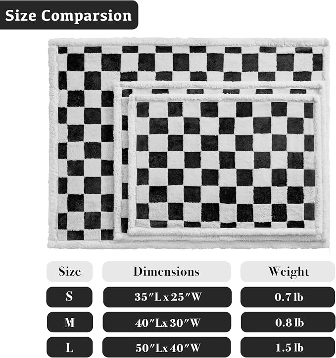 Ohocut Checkered Dog Blanket, Blue Jacquard Sherpa Blankets for Small Dog and Cats, Cute Aesthetic Style Fluffy Fleece Pets Blanket for Couch Protection Washable, 40"x50"