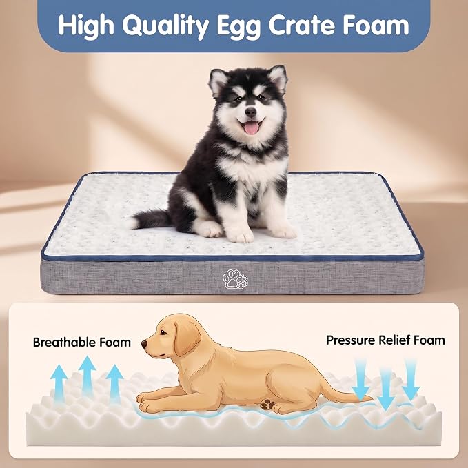 EMPSIGN Reversible Dog Bed Mat for Crate Washable Pet Bed for Dogs | Plush Canvas Dog Bed with Reversible Dual-Sided Cover fits Crates and Kennels, Machine Washable for Easy Cleaning.