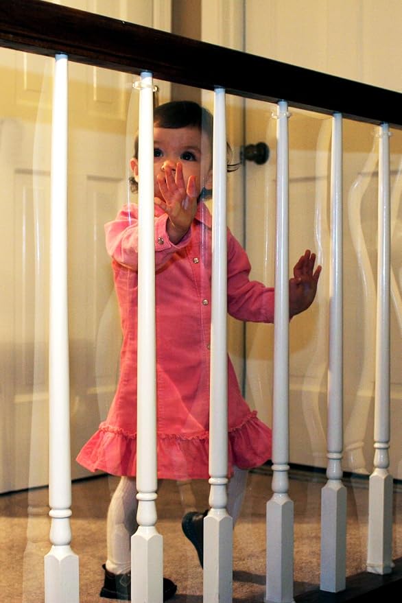 Cardinal Gates KS15 Banister Shield Protector - Clear Indoor Banister Guard for Babies - Shatterproof Plastic Banister Guard for Pets - Made in The USA - 15 Feet Roll