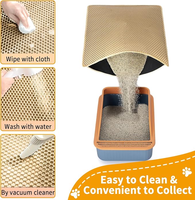 Cat Litter Mats Litter Trapping Mat,Cat Litter Box Mat for Floor 32"x22"