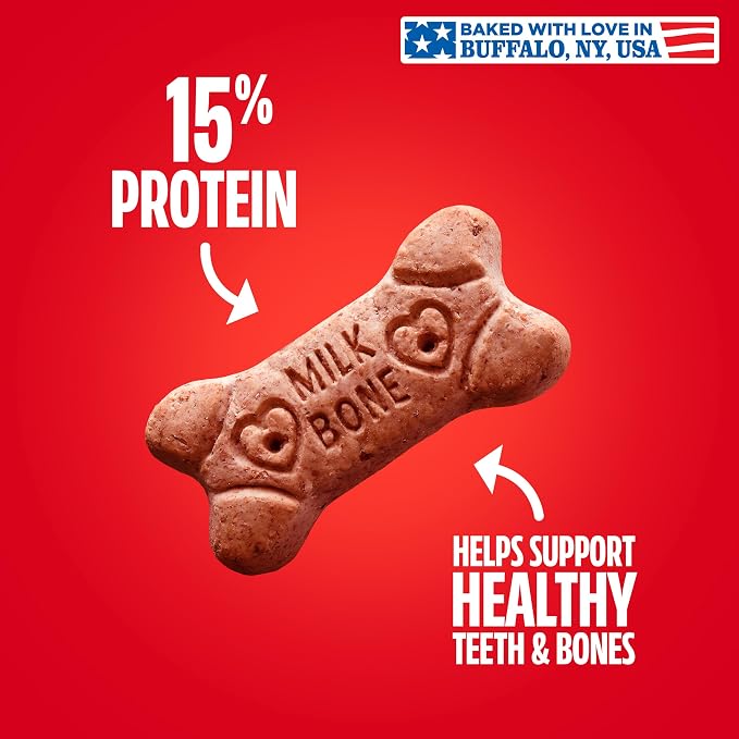 Milk-Bone Flavor Snacks Small Dog Biscuits, 60 oz Boxes | 3-pack bulk case, 5 meaty flavors with other natural flavors, crunchy dog treats, 15% protein, 12 vitamins, made in the USA