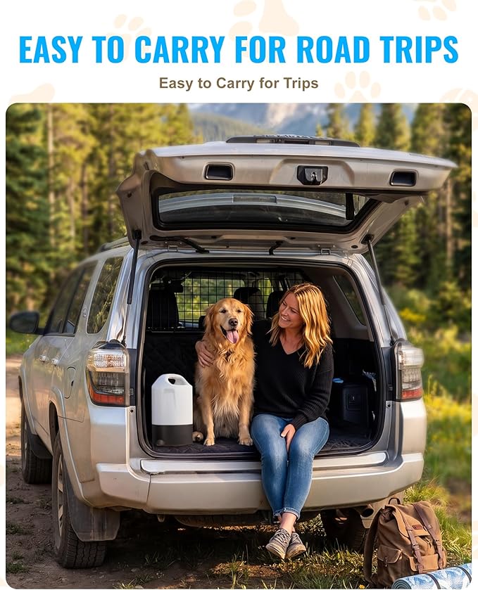 PETNF Dog Water Bottle Portable 1 Gallon (128oz), Automatic Gravity Dog Water Bowl Dispenser with Pull-Out Drinking Bowl, Large Capacity for Travel, Camping, Hiking, Beach & Road Trips, BPA-Free