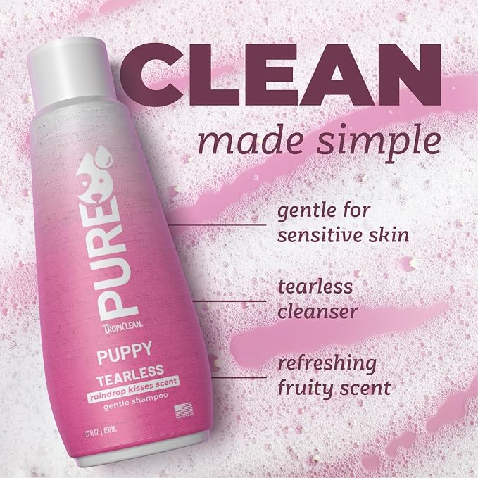 TropiClean Pure Tearless Puppy Shampoo, Raindrop Kisses Scent, 22oz