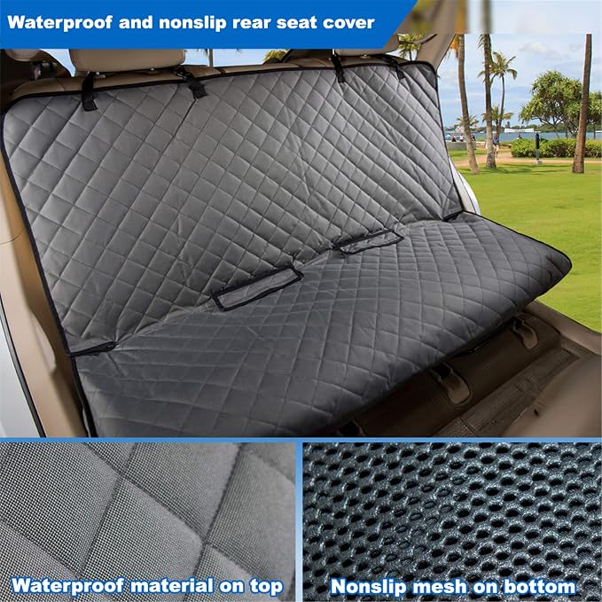 VIEWPETS Bench Car Seat Cover Protector - Waterproof, Heavy-Duty and Nonslip Pet Car Seat Cover for Dogs with Universal Size Fits for Vehicles, Trucks & SUVs(Grey)