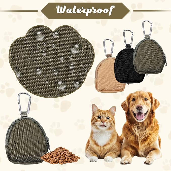 3 Pcs Dog Treat Pouch, Portable Pet Training Reward Pouch, Small Puppy Treat Bag for Leash, Hand Free Dog Walking Bag with Carabiner Zipper Closure for Puppy Travel or Outdoor Use