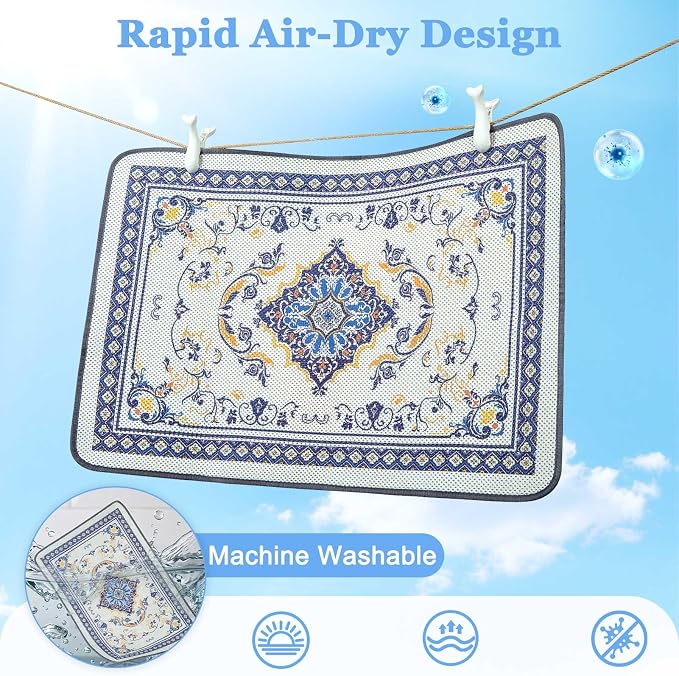 Unicorn Catcher 24"x15" Cat Litter Mat Machine Washable Litter Trapping Pad | Kitty Paw Friendly Padding With Breathable 3D Air Mesh Technology And A Non-Slip Base To Keep Home Floors Debris-Free